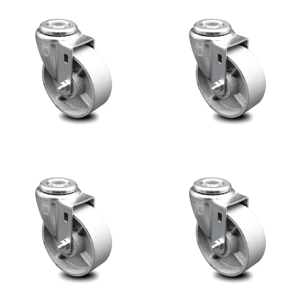 4 Inch Semi Steel Wheel Swivel Bolt Hole Caster Set